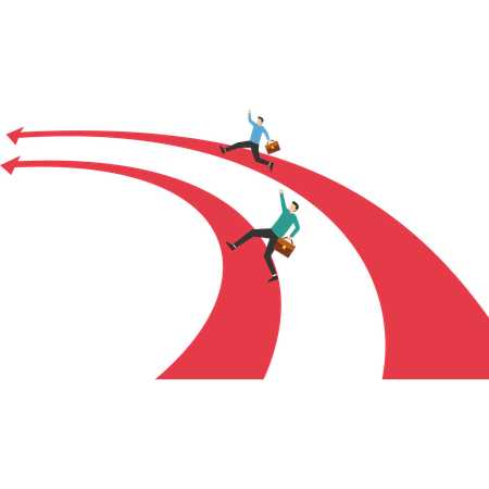 Business people run on the arrows  イラスト
