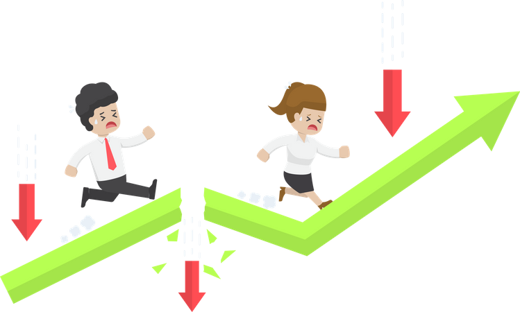 Business People Run Through Risky Obstacle Illustration