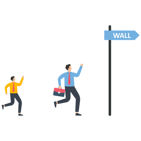 Business people run to Wall Street  Illustration