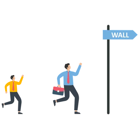 Business people run to Wall Street  Illustration