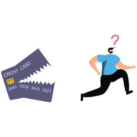 Business people run with a credit card  Illustration