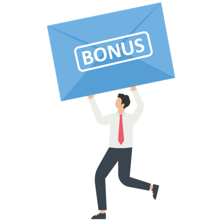 Business people run with bonus pay  Illustration