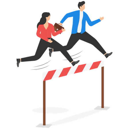 Business people running and jumping  Illustration