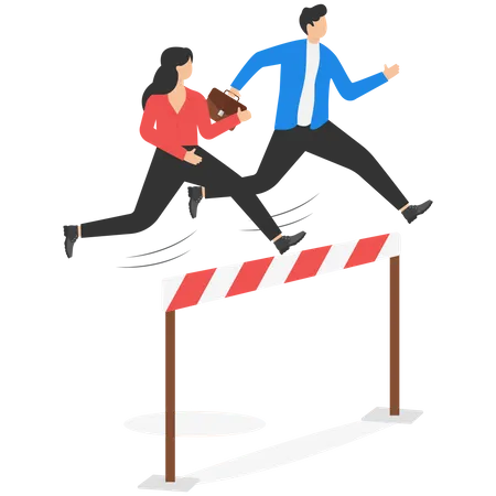 Competition Business People Running And Jumping Concept Business Vector Illustration Illustration