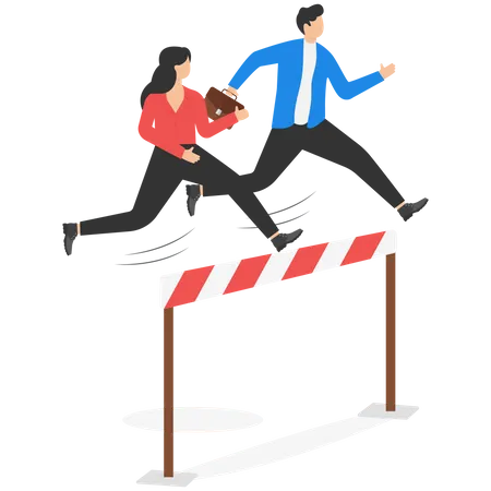 Business people running and jumping  Illustration