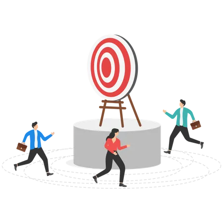 Business people running around the target  Illustration