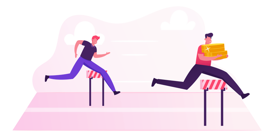 Business People Running Competition Illustration