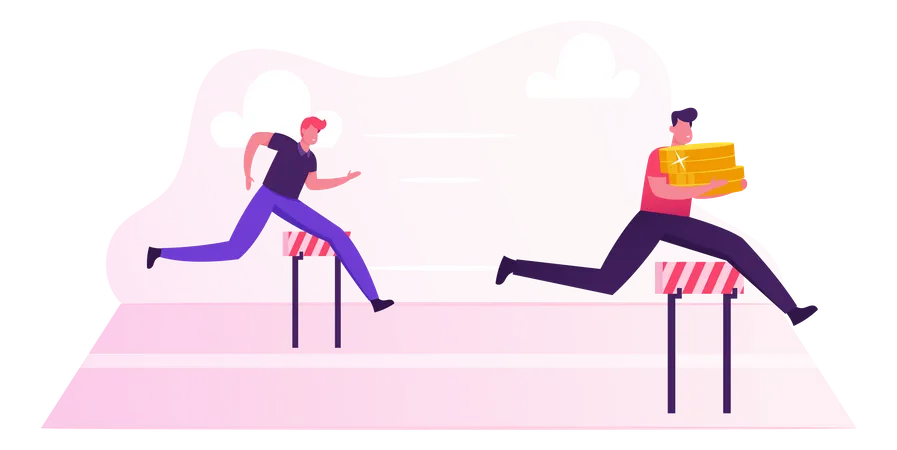 Business People Running Competition Illustration