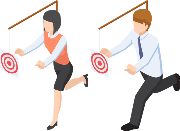 Business people running for target  Illustration