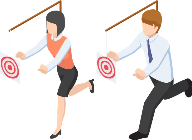 Business people running for target  Illustration