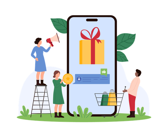Business people running Marketing loyalty program  Illustration
