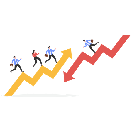 Business people running on growth chart  Illustration