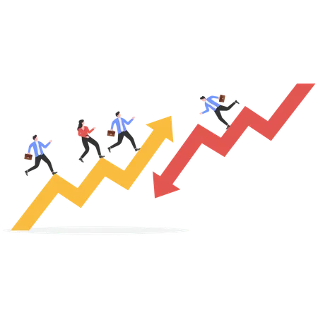 Business people running on growth chart  Illustration