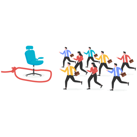 Business people running to get job on fish hook  Illustration