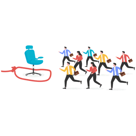 Business people running to get job on fish hook  Illustration