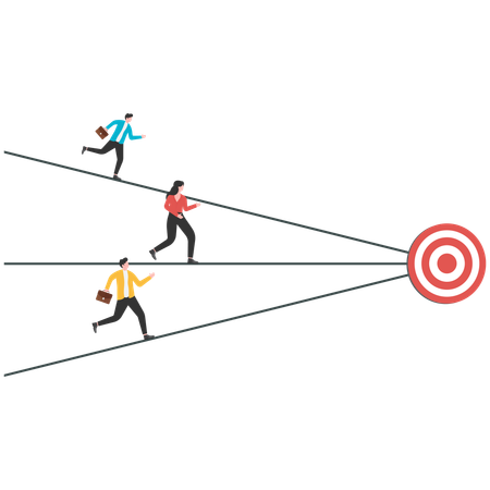 Business people running to reach target successfully  Illustration