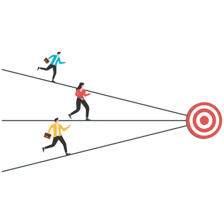 Business people running to reach target successfully  Illustration