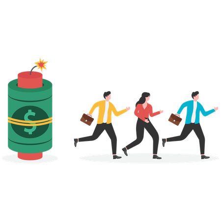 Business people running while getting investment risk  Illustration