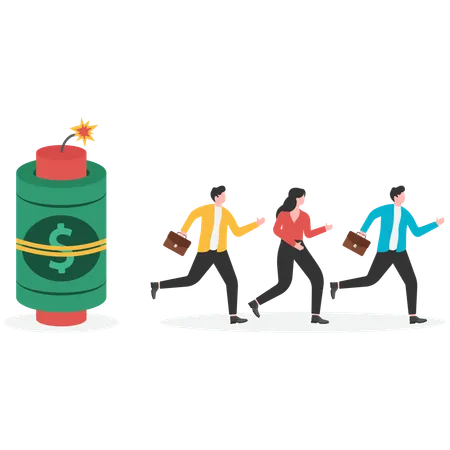 Business people running while getting investment risk  Illustration