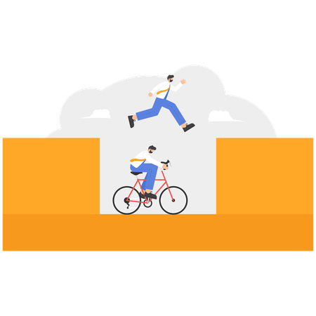 Business People running with ride bicycle to competition  Illustration