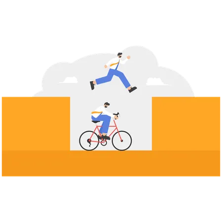 Business People running with ride bicycle to competition  Illustration