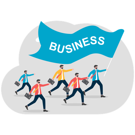 Business people runs for business achievement  Illustration