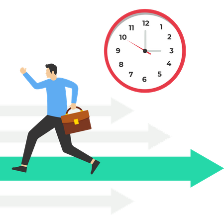 Business people rush to work against time  Illustration