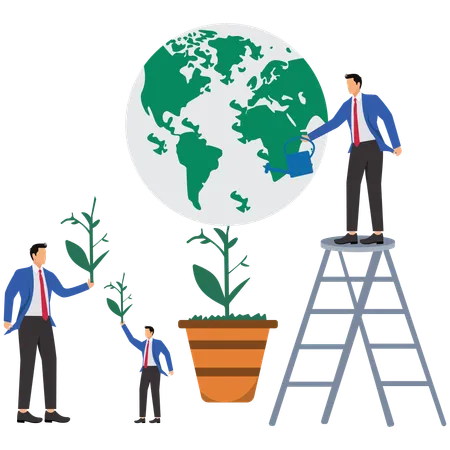 Business people save environment  Illustration