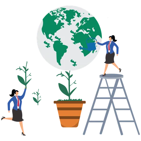 Business people save environment  Illustration