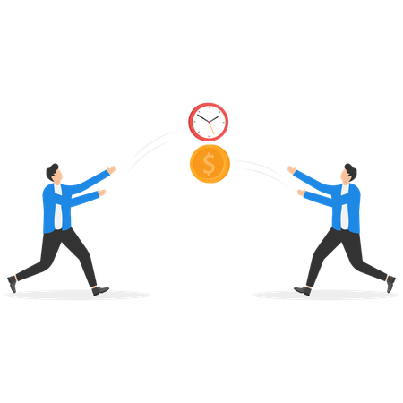 Business people save time with money  Illustration