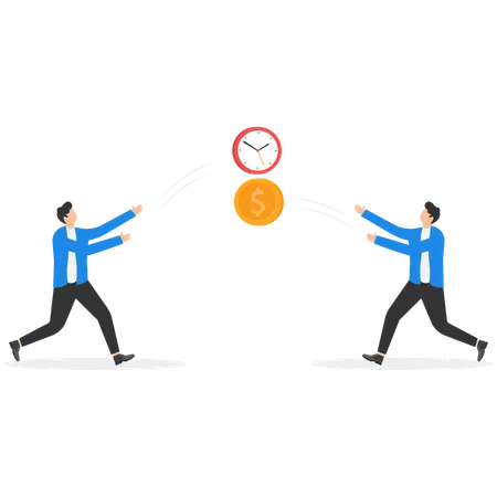 Business people save time with money  Illustration