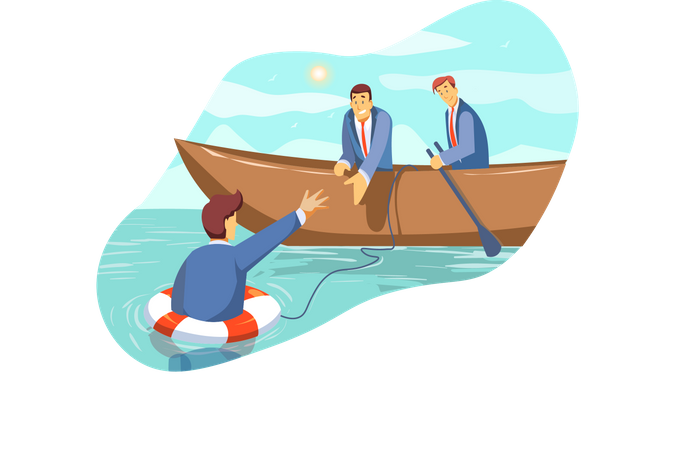 Business people saving co-worker  Illustration