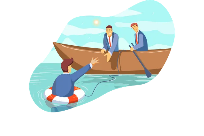 Business people saving co-worker  Illustration