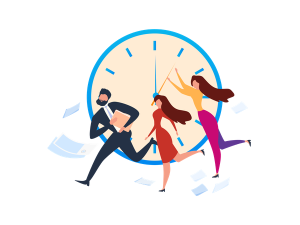 Business people scheduling work and managing time Illustration