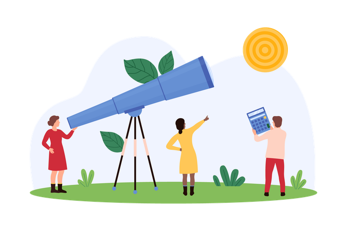 Business people searching for future opportunities  Illustration
