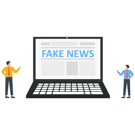 Business people see fake news from a laptop  일러스트레이션