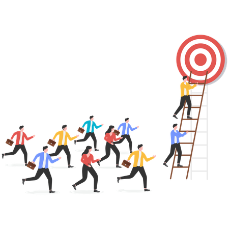 Business people sets up higher goals  Illustration