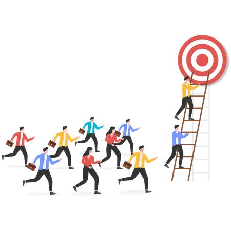 Business people sets up higher goals  Illustration