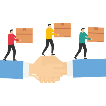 Business People Shake Hands To Help Smooth Work Vector Illustration In Flat Style Illustration