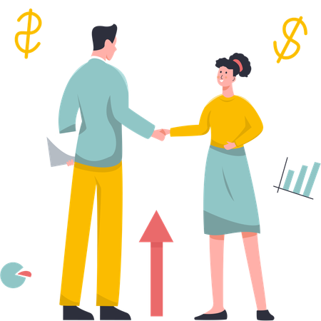 Business People Shaking Hands After a Deal  Illustration