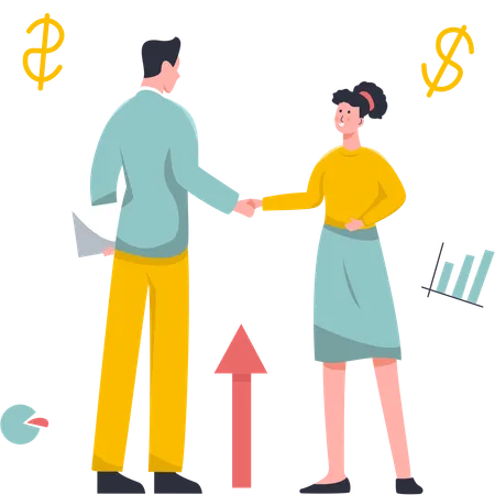 Business People Shaking Hands After a Deal  Illustration