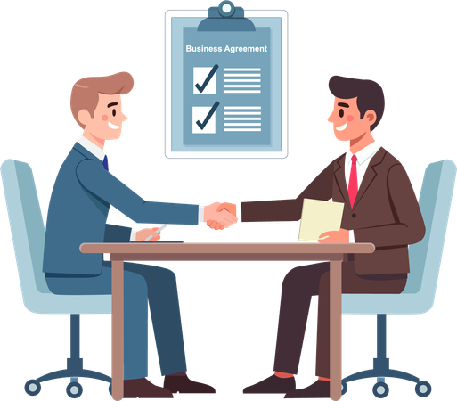 Business people shaking hands in context of  business meeting or deal  Illustration