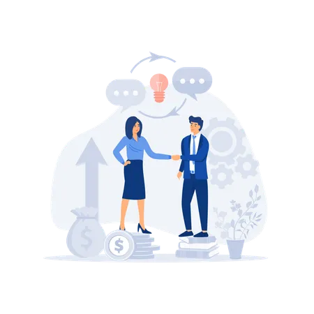 Business people shaking hands venture investment  Illustration