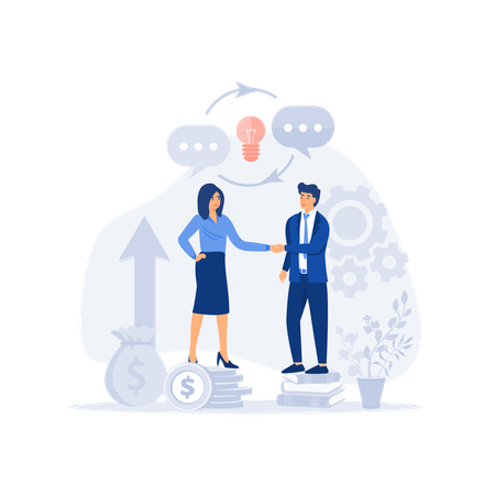 Business people shaking hands venture investment  Illustration