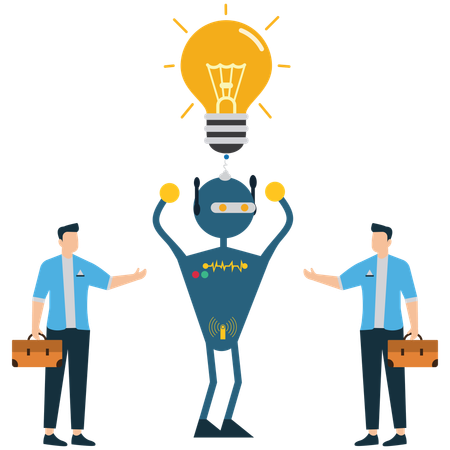 Business people shares Idea with robot  Illustration