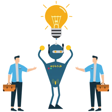 Business people shares Idea with robot  Illustration
