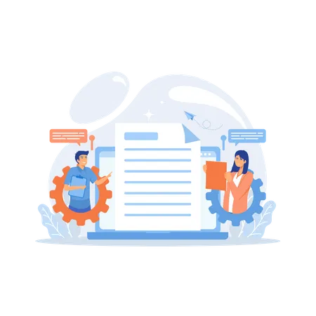 Business people sharing document  イラスト