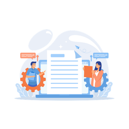 Business people sharing document  Illustration