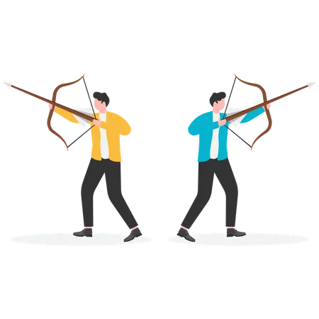 Business people shooting business target  Illustration