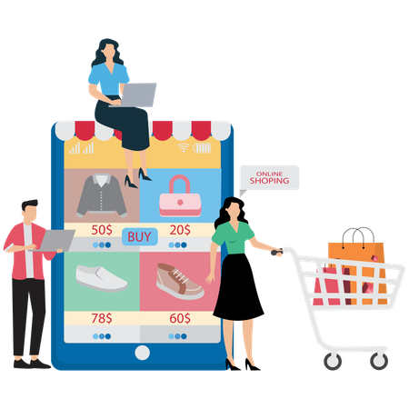 Business People Shopping Online  Illustration